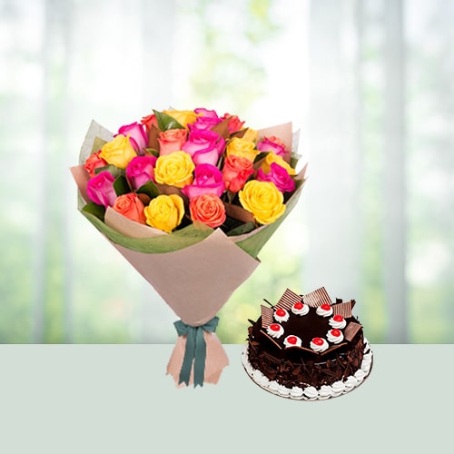 Mixed Roses and Blackforest cake 