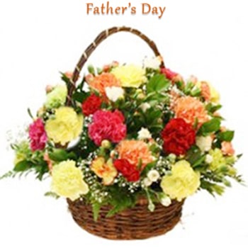 Basket of 15 mix color carnations