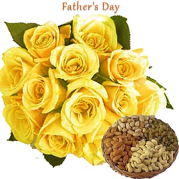 Yellow Roses with Dryfruits 