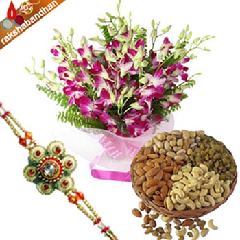 Rakhi Orchids and 500gms Dryfruits 