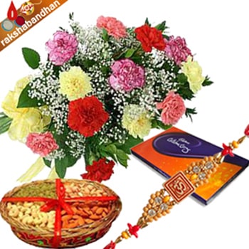 Rakhi Dryfruits with Celebrations Choco Pack Combo