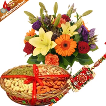 Rakhi Seasonal Bouquet with Dryfruits 