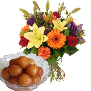 Seasonal Flowers and Jammun for Navratri