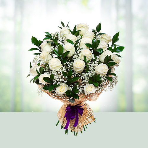 Flowers Bouquet- White Roses 