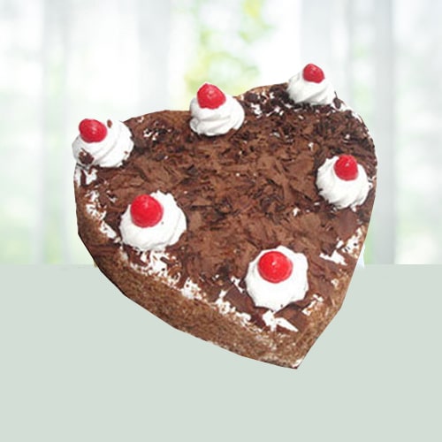 Eggless Heart Shape Blackforest Cake 