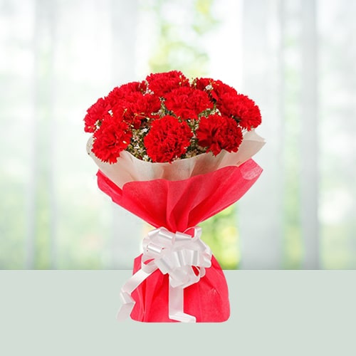 Flowers Bouquet- Red Carnations 