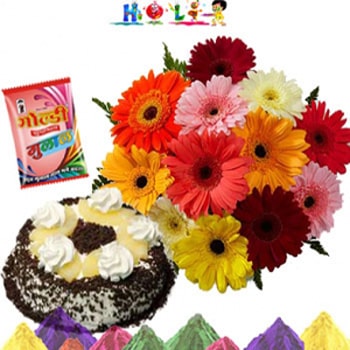 Holi Best Wishes Flower N Cake Combo 