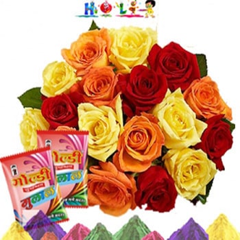 Roses With Holi Gulal 