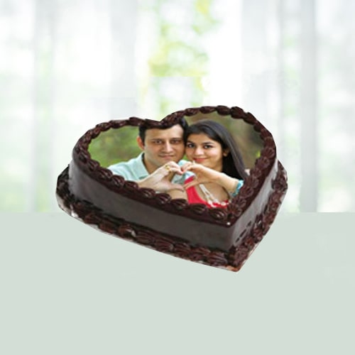 Heartshape chocolate photo cake 1 kG 