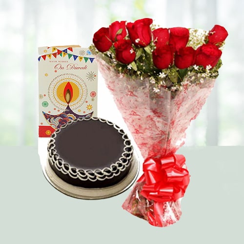 Diwali Roses with Choco Cake