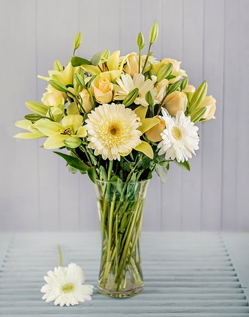 Cream and White Flowers in a Vase 