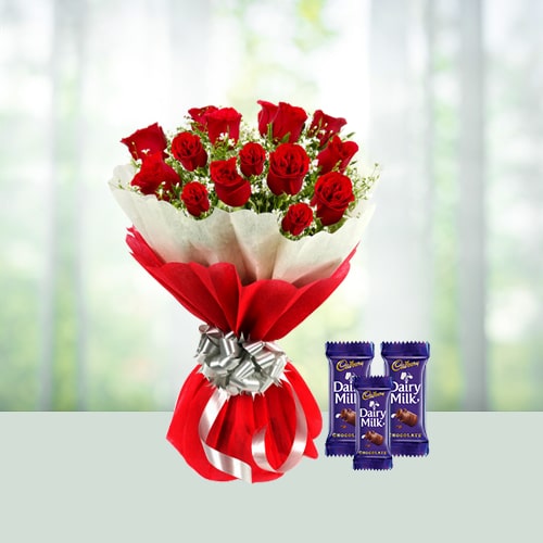 Roses with assorted Chocolates