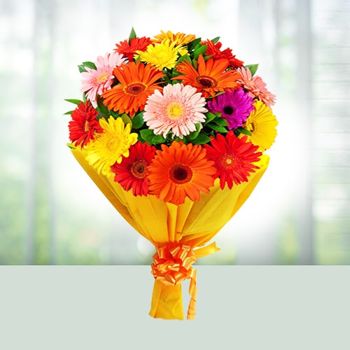 Flowers Bouquet of 12 Mix Gerberas 