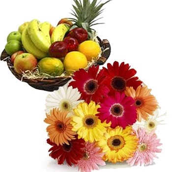 Gerbera And Mix Fruit Basket 