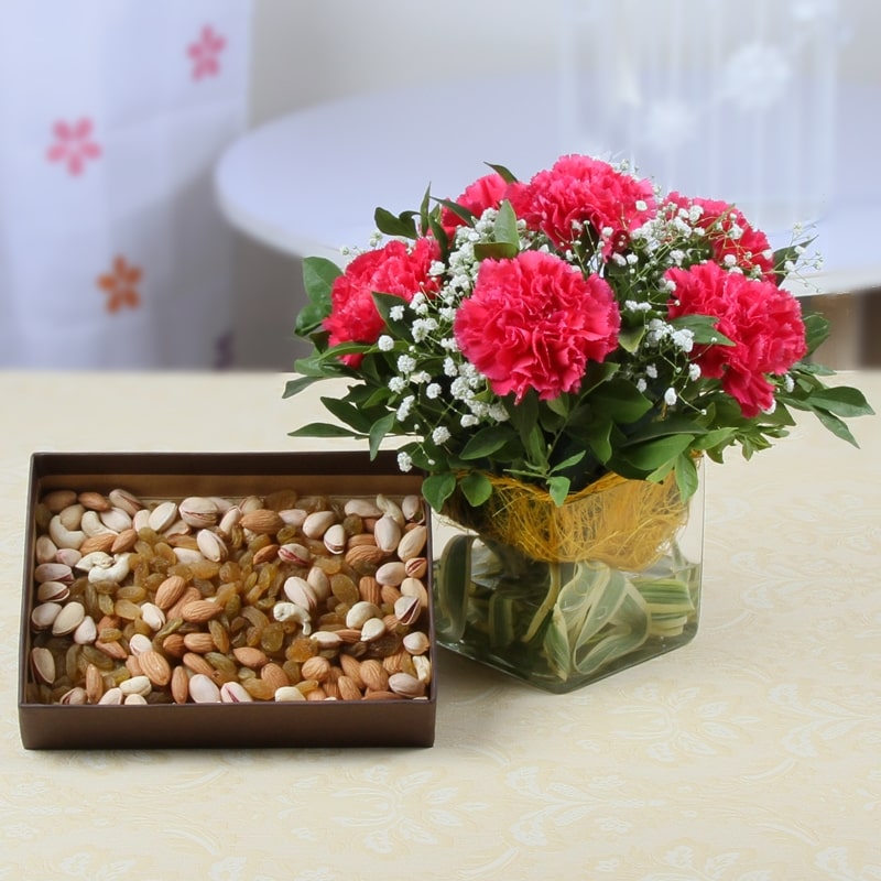 Carnation with Dryfruit Combo 