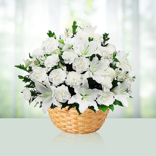 White Flowers Basket