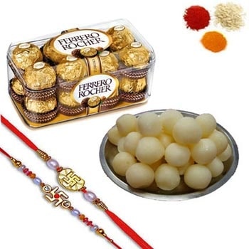 Rakhi with Ferrero Rocher N Rasgulla 