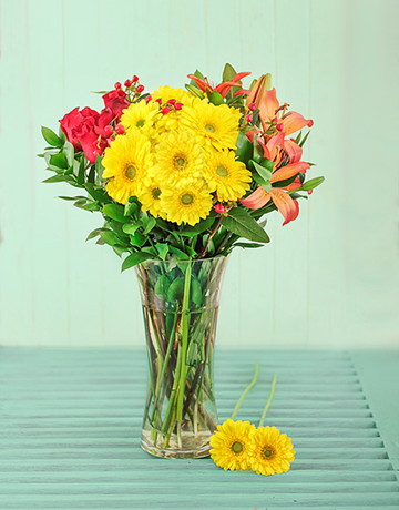 Roses Lilies and Gerbera Vase