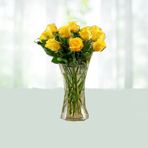 Yellow Roses in a Vase 